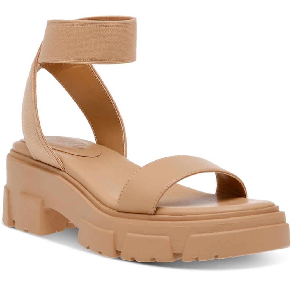 Wild Pair Womens Theodorra Faux Leather Ankle Strap Platform Sandals